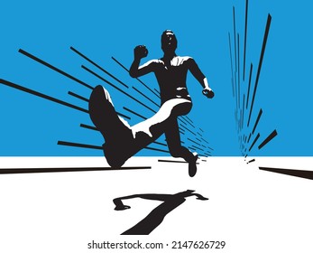 
Silhouette of a man running fast Vector illustration