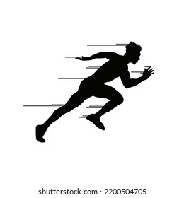 Silhouette of a man running fast. Vector speed illustration. Perfect for logos and characters