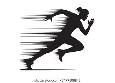 Silhouette of a man running fast. Vector speed illustration