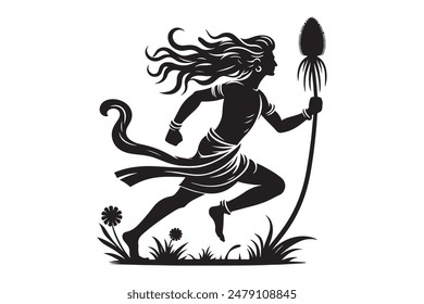 Silhouette of a man running fast. Vector speed illustration