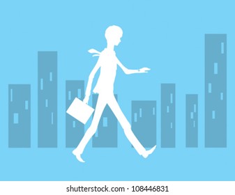 Silhouette Man Running Late for Work
