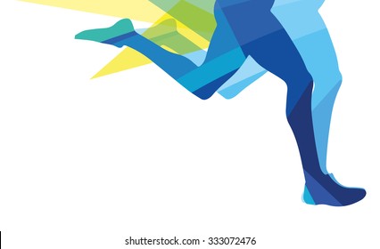 Silhouette of a man running legs transparent overlay colors