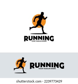 Silhouette of man running logo deign