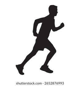 Silhouette of a Man Running – Male Jogger Vector Illustration on White Background