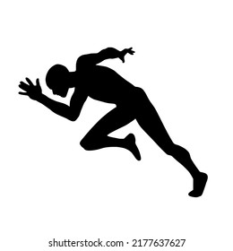 silhouette of a man running on a white background