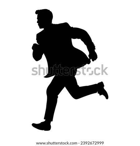  silhouette of a man running on white