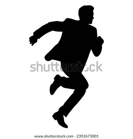  silhouette of a man running on white