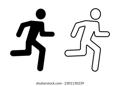Silhouette of a man running, person who runs fast. vector icon illustration material