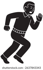 Silhouette of a man running with purpose, arms bent in strong motion