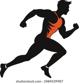 silhouette man running vector art design