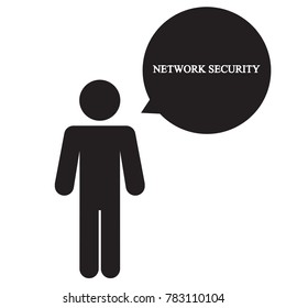 A silhouette of a man says. Business illustration with the inscription:network security