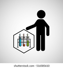 silhouette man science test tube on rack vector illustration eps 10