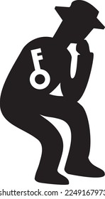 Silhouette of a man with a secret or withdrawn into his shell