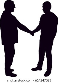 Silhouette Of Man Shaking Hands Vector Illustration