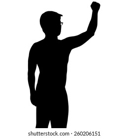 Silhouette Man Show His Hand Stock Vector (Royalty Free) 260206151 ...