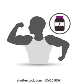 silhouette man showing muscle with ball soccer vector illustration