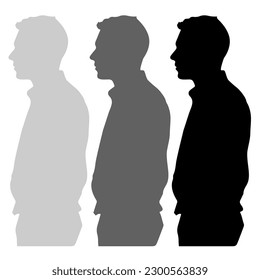 A silhouette of a man from the side