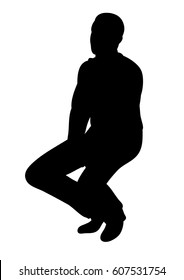 Silhouette Man Sideways Sitting Vector