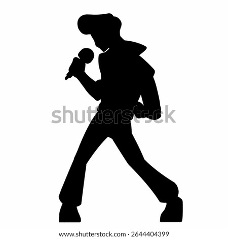 a silhouette of a man singing and feeling down to the music with the style of an old school rock singer