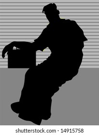 silhouette of man sitting	