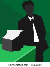 silhouette of a man sitting	