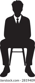Silhouette of man sitting in formal suit and tie