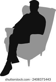 silhouette man sitting on armchair