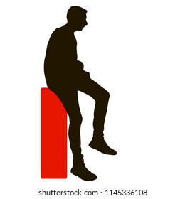 Silhouette man sitting on a chair white background