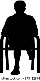 Silhouette of a man sitting on a chair. Vector illustration. 