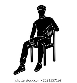 silhouette man sitting on chair, vector