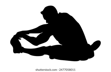 silhouette of man sitting stretching