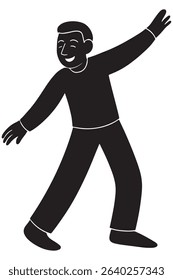 Silhouette of a man spinning with one arm extended, carefree and joyful