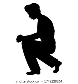 Silhouette Man Squatting Isolated On White Stock Vector (Royalty Free ...