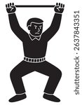Silhouette of a man in a squatting weightlifting position with arms up