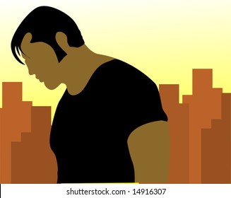 silhouette of man standing	