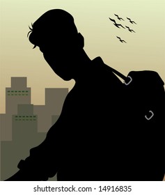 silhouette of man standing 	