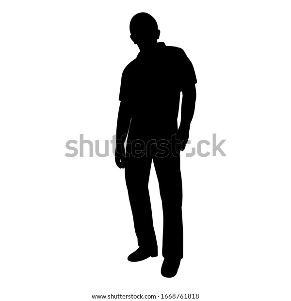 Silhouette Man Standing Stock Vector (Royalty Free) 1668761818