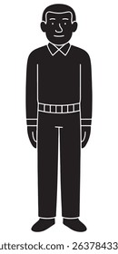 Silhouette of a man standing at attention with arms straight at sides