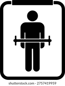 Silhouette of a man standing behind an elevator safety bar vector design