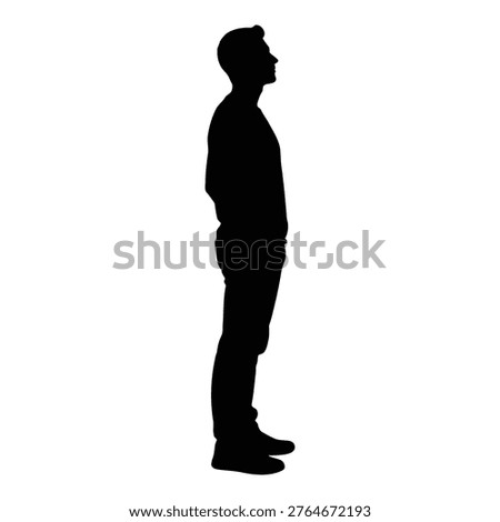 Silhouette of a man standing with hands in pockets on a white background