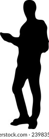 A silhouette of a man standing with his arms outstretched.