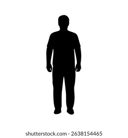 Silhouette of a man standing in a neutral position. Simple black vector design, ideal for concept of human figure, profile, or basic posture reference