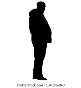 Silhouette man standing, people on white background