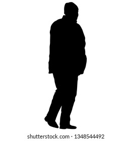 Silhouette man standing, people on white background