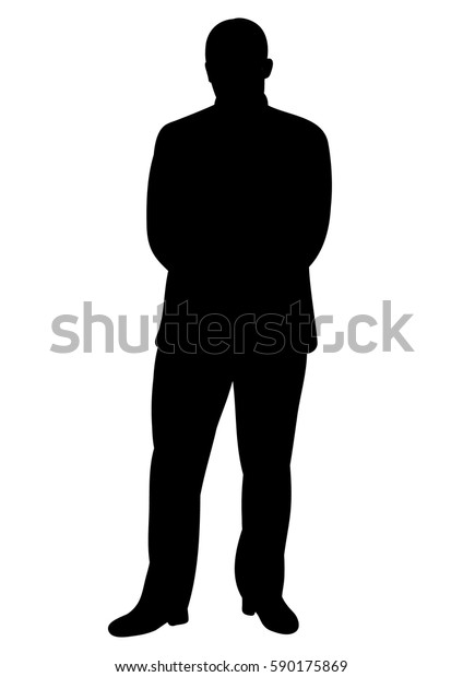 Silhouette Man Stands Stock Vector (Royalty Free) 590175869