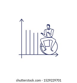 silhouette of man with statistic bars in white background vector illustration design