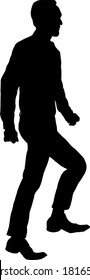 Silhouette of a man stepping forward. Vector illustration.