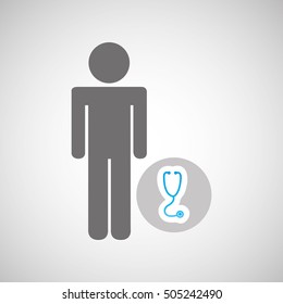 silhouette man with stethoscope health graphic vector illustration eps 10