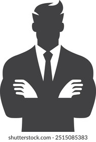 silhouette of a man in a suit with crossed arms