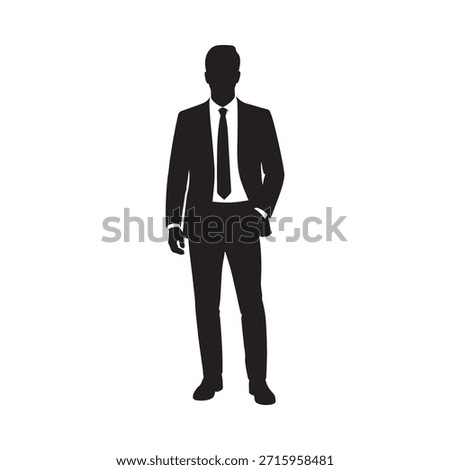 Silhouette of a man in a suit standing with hands casually positioned